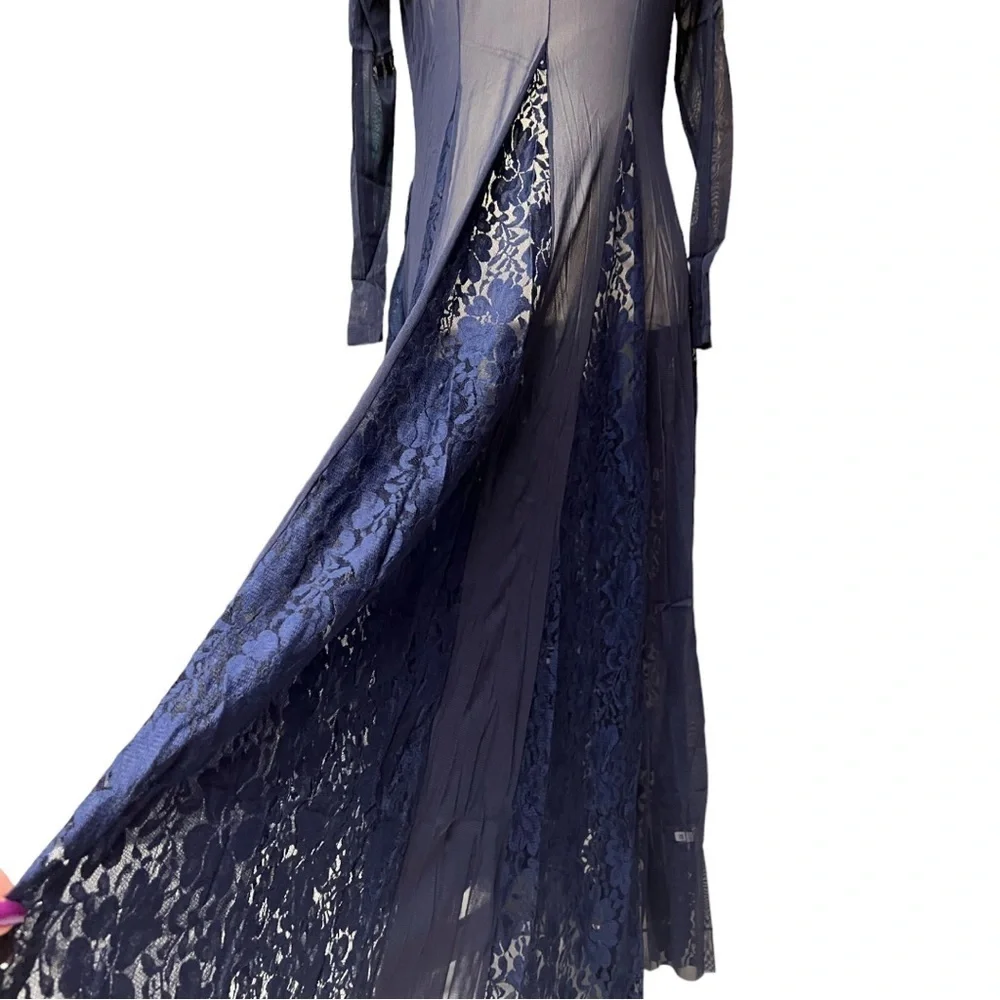 NWT We are HAH Mama C Dress Night Navy Lace Sheer Panel Maxi Dress - Picture 6 of 14